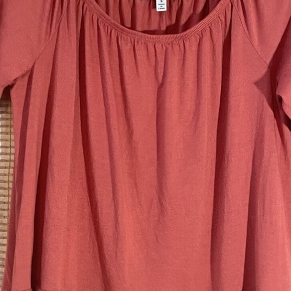 FEVER Womens S TUNIC TOP Burnt Orange Eyelet Scalloped Bell 3/4 Sleeve Boho - Picture 3 of 11